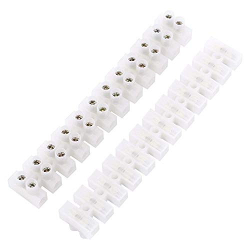 10Pcs Bloque de terminales de tornillo de doble fila de 360V Bloque de tiras de 12 posiciones Conector de cable eléctrico aislado 10A Barrera eléctrica para cables Conexión de electrodomésticos etc