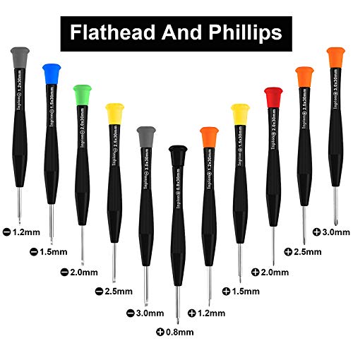 11 Kit de Herramienta de Precisión Magnética Juego de Destornilladores de Philips, Destornillador de gafas para IPhone, Reloj, Joyería, Lentes, Reparación de PC
