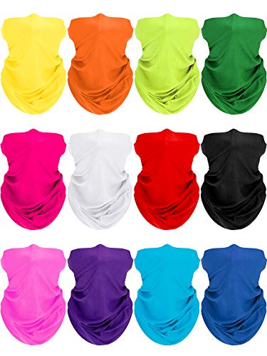12 Piezas Braga de Cuello de Protección de UV de Unisex Bufanda de Tubo Pañuelo de Cara Bandana Deportiva Pasamontaña para Deportes al Aire Libre (Colores Mixtos)