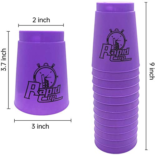 12 vasos apilables, apilado de vasos como deporte, entrenamiento, juego de velocidad, desafío de competencia en fiestas (morado)