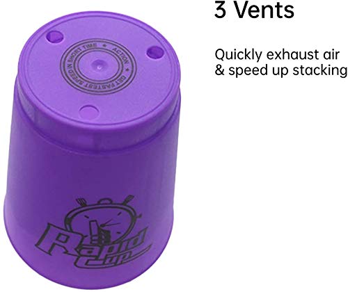 12 vasos apilables, apilado de vasos como deporte, entrenamiento, juego de velocidad, desafío de competencia en fiestas (morado)