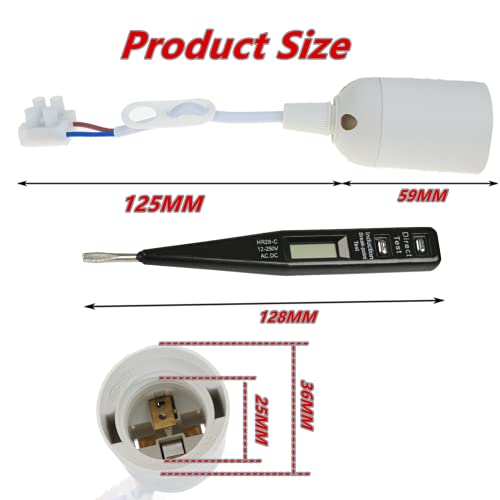 12PCS Casquillos E27,Portalamparas E27 Adaptador de Bombillas E27,Probador de voltaje,E27 Portalamparas/Casquillos con cable Soporte de lámpara,Bases de lámpara E27 con cable y terminal