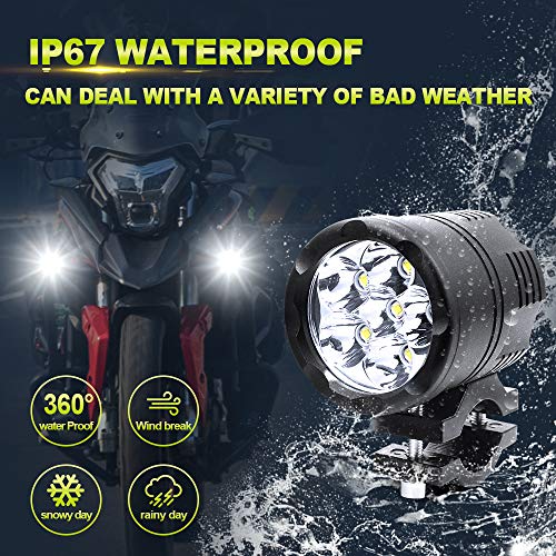 18W Faros Delanteros Moto,6 LEDs Faros Auxiliares Antiniebla Focos LED 6000LM Luces Adicionales Impermeable para 12-24V Motocicleta Coche Camion Tractor Todoterreno