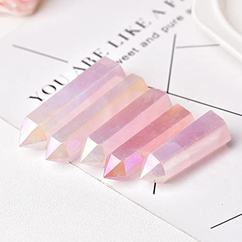 1PC Aura natural Cuarzo rosa Punto de cristal Varita Piedra curativa Meditación Decoración del hogar Reiki Piedra pulida Chakra Tower-Aura Rose Quartz_61-70mm