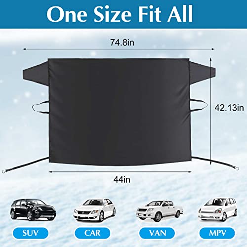 2 Cubiertas de Escarcha para Parabrisas de Coche para Hielo y Nieve Cubierta de Nieve de Tela Oxfor Guardia Protector de Granizo Accesorios Exteriores Automotrices, 74,8 x 42 Pulgadas