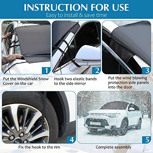 2 Cubiertas de Escarcha para Parabrisas de Coche para Hielo y Nieve Cubierta de Nieve de Tela Oxfor Guardia Protector de Granizo Accesorios Exteriores Automotrices, 74,8 x 42 Pulgadas