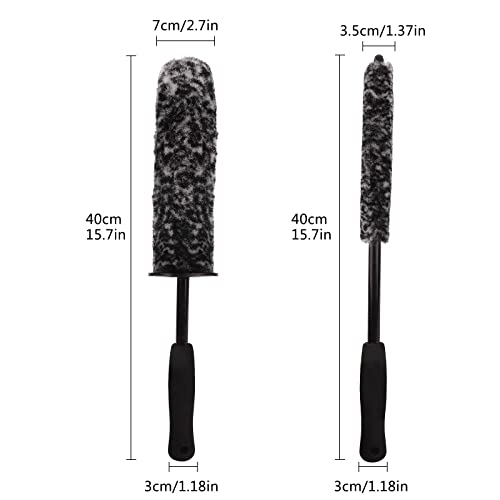 2 piezas Cepillo para Llantas llanta de mango largo Cepillo de Limpieza para Ruedas de Coche Cepillos de microfibra para cubo de rueda Juego de Cepillo de rueda Bendable de Cepillo de neumático