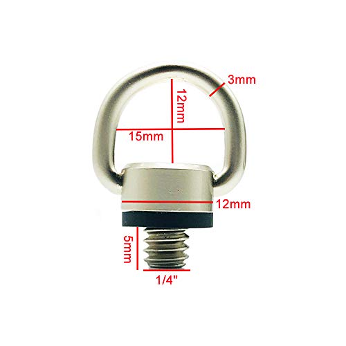 2 Piezas de Correa de cámara con Anillo en D Tornillos de 1/4", Tornillos de fijación rápida para Correas de cámara, trípodes de cámara, Soportes para cámaras de acción (Screws)