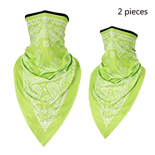 2 Piezas Multifunción Bufanda,Senderismo Bandana Multifunción Bufanda Pañuelos Cabeza Bici Proteccion Solar,Alta Elasticidad Unisexo Ciclismo Secado Rápido Multifunción Bufanda Triangular,Verde