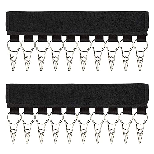 2 Piezas Percha Organizadora De Sombreros, Percha Organizadora De Gorras Portátil con 20 Clips De Acero Inoxidable para Organizar Varios Sombreros, Calcetines, Corbatas, Toallas (Negro)