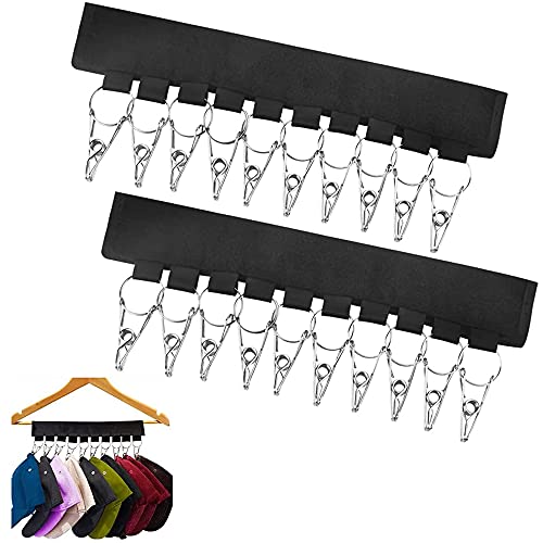 2 Piezas Percha Organizadora De Sombreros, Percha Organizadora De Gorras Portátil con 20 Clips De Acero Inoxidable para Organizar Varios Sombreros, Calcetines, Corbatas, Toallas (Negro)