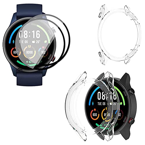 2 Piezas Protector Pantalla para Xiaomi Mi Watch/Mi Watch Color Funda [1 Piezas] Cover, [NO Vidrio] TPU Suave láminas Protectora Anti-rasguños HD Clear TPU [ Alta Sensibilidad]