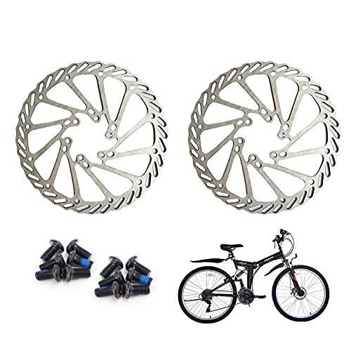 2 Piezas Rotores Bicicleta Freno,Rotor de Freno de Disco de Bicicleta,Tornillos Rotores de Bicicleta de Acero Inoxidable,para la MayoríA de Las Bicicletas de Carretera Bicicleta de Montaña BMX MTB
