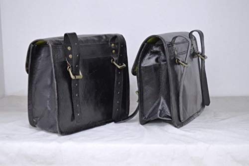 2 X Bolsa Lateral de Moto Negro Funda Lateral de Cuero Bolsa de Sillín Alforjas (2 Bolsas) Pre Día de San Valentín