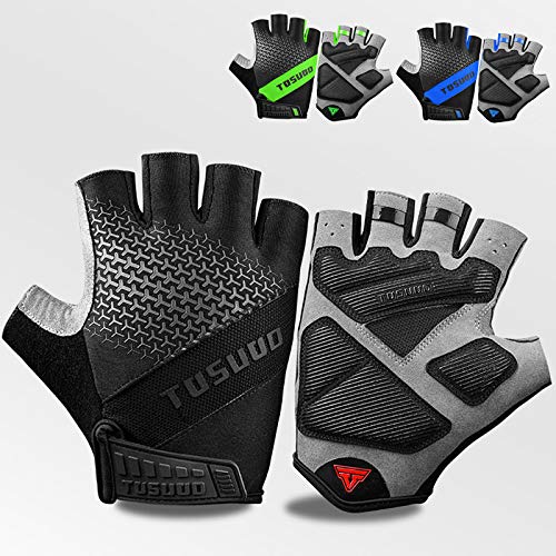 2020 New Bike Gloves Non-Slip Mountain Bike Gloves Mountain Bike Half Finger Gloves Men's Summer Bike Gym Fitness Sports Gloves - Green,M