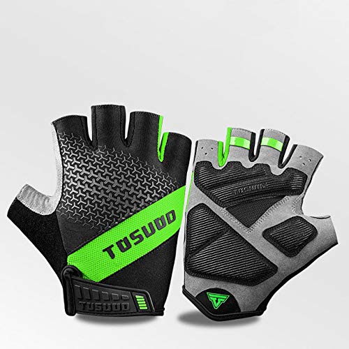 2020 New Bike Gloves Non-Slip Mountain Bike Gloves Mountain Bike Half Finger Gloves Men's Summer Bike Gym Fitness Sports Gloves - Green,M