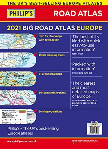 2021 Philip's Big Road Atlas Europe: (A3 Spiral binding) (Philip's Road Atlases)