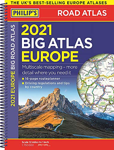 2021 Philip's Big Road Atlas Europe: (A3 Spiral binding) (Philip's Road Atlases)