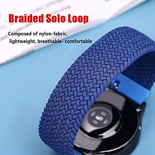 20mm Braided Solo Loop Compatible para Samsung Galaxy Watch 4 40mm 42mm 44mm 46mm 3 41mm Pulsera de nailon trenzado de tela elástica para Galaxy Watch Active 2 40mm 44mm Correa,Blanco negro L