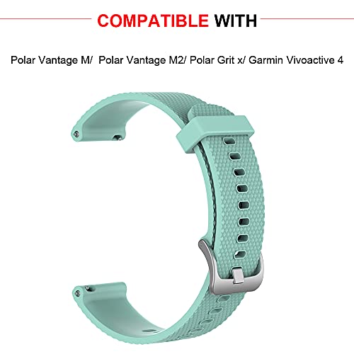 22mm Correa de Reloj, Ficocean Correa de Silicona Pulsera de Repuesto Banda de Deportes Compatible para Polar Vantage M/ Grit X, Garmin Vivoactive 4 /Darth Vader/ First Avenger (Verde Azulado, L)