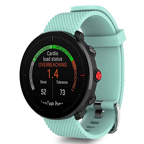 22mm Correa de Reloj, Ficocean Correa de Silicona Pulsera de Repuesto Banda de Deportes Compatible para Polar Vantage M/ Grit X, Garmin Vivoactive 4 /Darth Vader/ First Avenger (Verde Azulado, L)