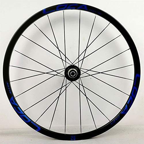 26 27.5 Bici Rueda Delantera + Trasera Pared Doble Juego Ruedas Bicicleta Seis Clavos Freno Disco Liberación Rápida Por Volante Cassette 7 8 9 10 11 ( Color : Black Hub blue logo , Size : 26inch )