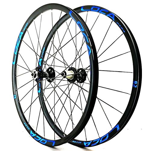 26 27.5 Bici Rueda Delantera + Trasera Pared Doble Juego Ruedas Bicicleta Seis Clavos Freno Disco Liberación Rápida Por Volante Cassette 7 8 9 10 11 ( Color : Black Hub blue logo , Size : 26inch )