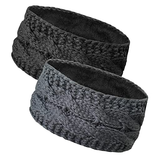 2Pcs Cinta Pelo de Punto Diademas Mujer Invierno con Forro Polar Confeti Turbante Banda Oido Calentador Envoltura para Cabeza Grueso Diadema Ancha Accesorio Pelo para Mujer (Estilo A)