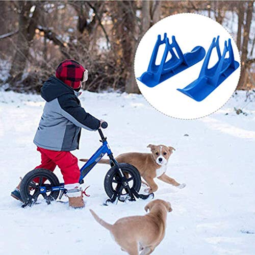 2Pcs Snow Ski Ski Set, 8-14 Pulgadas Bicicleta De Equilibrio para Niños, Skis Kids Snowboard Sled Ski Board Balance Bike Scooter Piezas De Ruedas,Azul