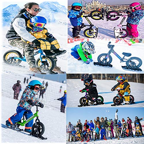 2Pcs Snow Ski Ski Set, 8-14 Pulgadas Bicicleta De Equilibrio para Niños, Skis Kids Snowboard Sled Ski Board Balance Bike Scooter Piezas De Ruedas,Azul