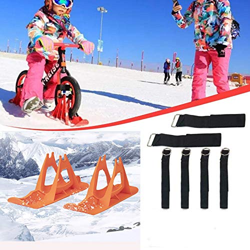 2Pcs Snow Ski Ski Set, 8-14 Pulgadas Bicicleta De Equilibrio para Niños, Skis Kids Snowboard Sled Ski Board Balance Bike Scooter Piezas De Ruedas,Naranja