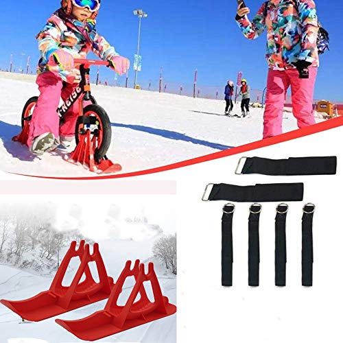 2Pcs Snow Ski Ski Set, 8-14 Pulgadas Bicicleta De Equilibrio para Niños, Skis Kids Snowboard Sled Ski Board Balance Bike Scooter Piezas De Ruedas,Rojo