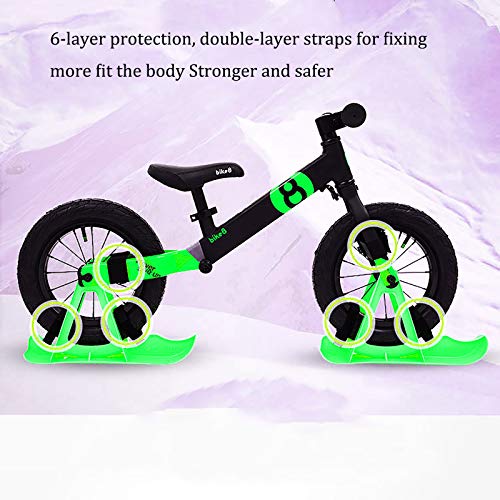 2Pcs Snow Ski Ski Set, 8-14 Pulgadas Bicicleta De Equilibrio para Niños, Skis Kids Snowboard Sled Ski Board Balance Bike Scooter Piezas De Ruedas,Verde