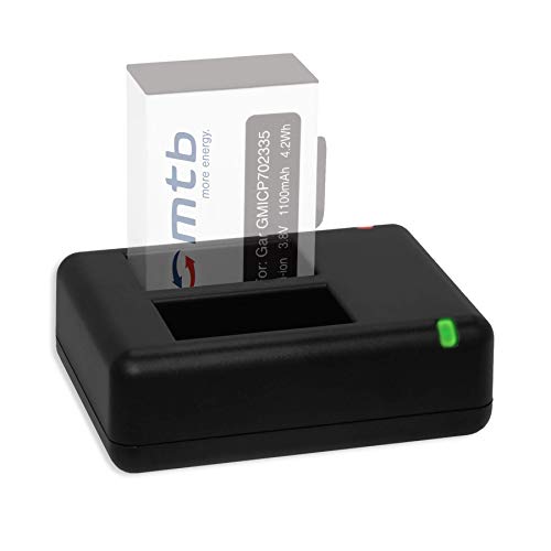 2X Batería + Cargador Doble (USB) para Garmin Virb 360 Actioncam [1100 mAh / 3.8V / Li-Ion] - Contiene Cable Micro USB