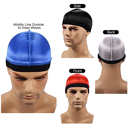 3 Piezas Wave Cap Gorra de Onda Elástica Sedosa para Hombre, Buena Compresión sobre Durag, Tapas de Compresión de Media para 360 540 y 720 Ondas