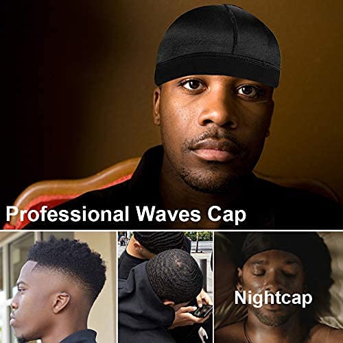 3 Piezas Wave Cap Gorra de Onda Elástica Sedosa para Hombre, Buena Compresión sobre Durag, Tapas de Compresión de Media para 360 540 y 720 Ondas