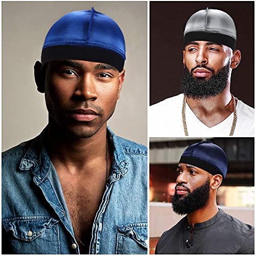 3 Piezas Wave Cap Gorra de Onda Elástica Sedosa para Hombre, Buena Compresión sobre Durag, Tapas de Compresión de Media para 360 540 y 720 Ondas