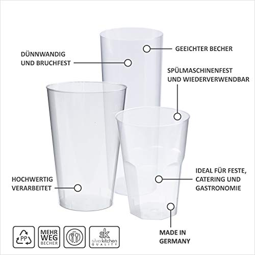 30 vasos de 500 ml, transparentes, irrompibles, de polipropileno, fabricados en Alemania