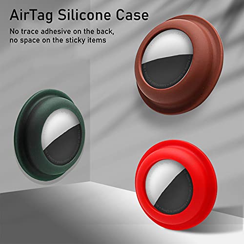 4 Paquetes de Funda de Silicona para Apple Airtags, Soporte de Funda Protectora Adhesiva Airtag antirrayas Funda Protectora de Pegatina Airtag, pegada a la Bicicleta (Negro y Amarillo y Vino y Menta)