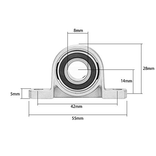 4 Pcs Rodamientos de Block, 8 mm Bloque de almohadilla rodamientos, Rodamiento con Soporte, Cojinete de Bolas para Eje, Principales usos: Fresadoras, Impresora 3D, Bricolaje