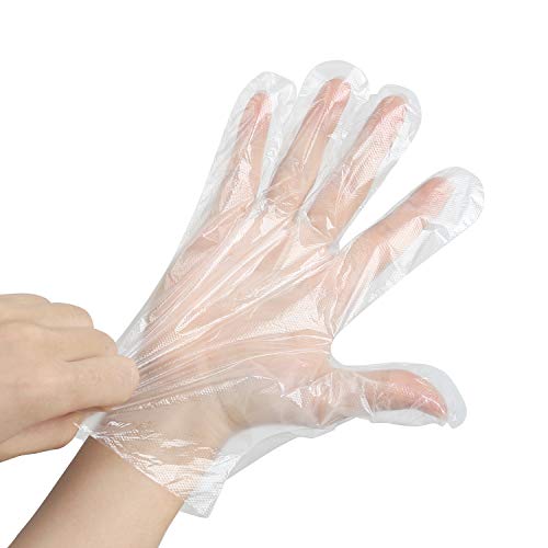 400 Piezas Guantes Desechables de Plástico Transparente Limpieza de Trabajo de Polietileno Guantes de PE Transparentes para Cocinar Limpieza Pintura Coloración del Cabello