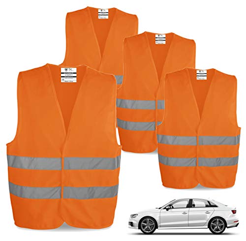 4x chalecos de seguridad EN471 chaleco antipinchazos 2021 Chaleco de accidentes, automóvil de pasajeros, chaleco de seguridad, chaleco reflectante naranja para automóviles, automóviles, camiones (4x)