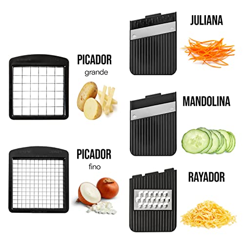 5 en 1 Cortador de Verdura Mandolina de Cocina Profesional con Espiralizador de Verduras - Ajustable Multifuncional Rallador Verduras Manual - Cortador Calabacin Espagueti Cebolla Patatas Tomates