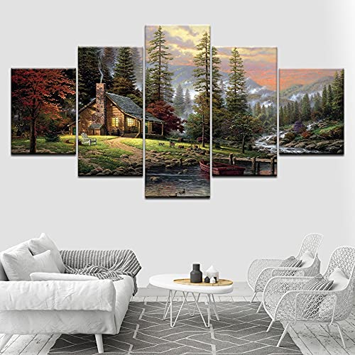 5 paneles de lienzo de paisaje artístico de pared, decoración del hogar, impresión en HD, lienzo de impresión, cuadro sin marco, póster modular A48 XL