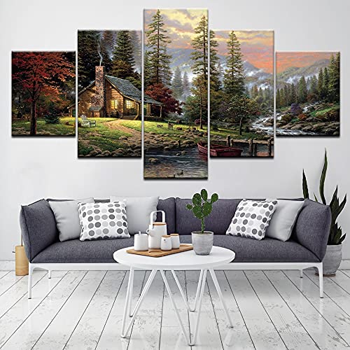 5 paneles de lienzo de paisaje artístico de pared, decoración del hogar, impresión en HD, lienzo de impresión, cuadro sin marco, póster modular A48 XL