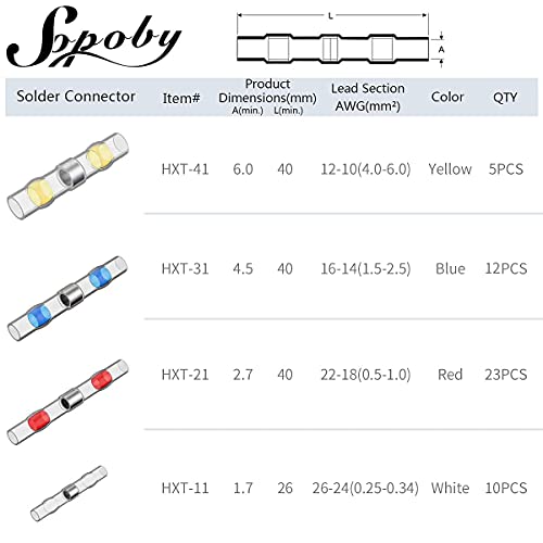 50pcs Conectador del Alambre del Sello de la Soldadura, Geepro Solder Seal Calor Shrink Butt Conectores Terminales El¨¦ctrico Impermeable Aislado