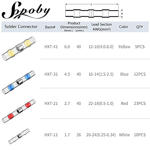 50pcs Conectador del Alambre del Sello de la Soldadura, Geepro Solder Seal Calor Shrink Butt Conectores Terminales El¨¦ctrico Impermeable Aislado