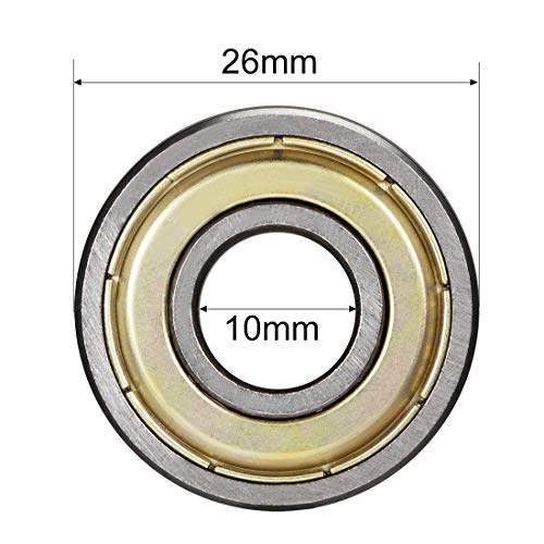 6000 ZZ Rodamiento de bolas 10 mm x 26 mm x 8 mm Cojinete de bolas de Ranura profunda con doble blindaje 80100 Rodamiento de rodillos Rodamiento de bolas radiales en miniatura, 20 pzs