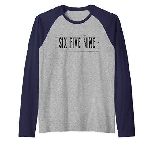 659 Código de área Seis Cinco Nueve Granos de Madera Camiseta Manga Raglan