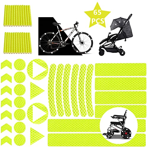 65Pcs Pegatinas Reflectantes Coche,Pegatina Reflectante Bici,Adhesivos Reflectantes Casco,Reflectores Adhesivos Bicicleta,para Casco de Bicicleta/Motocicleta/Cochecito de bebé/Coches